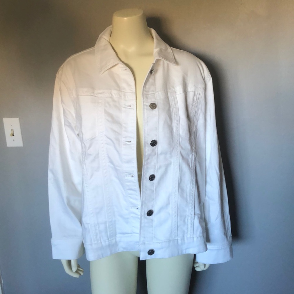 Chico’s Denim Jean Moto Jacket White